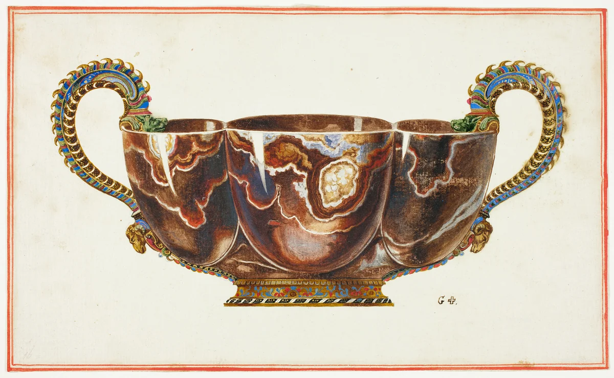Basin with Enamelled Handles, Decorated with Dragon and Ram Heads by Giuseppe Grisoni, painting, 1719-1769