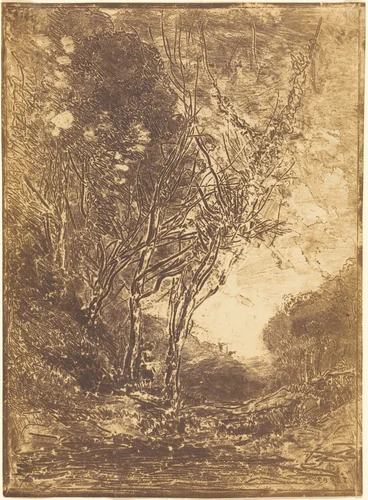 Ambush (L'Embuscade) by Jean-Baptiste-Camille Corot, print, 1858