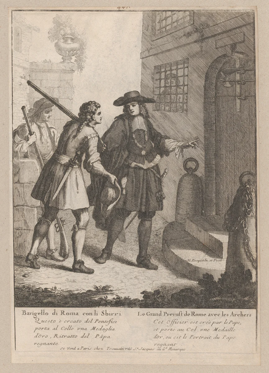The Great Provost of Rome with his Archers by Nicholas Boucquet, print, 1648-1700