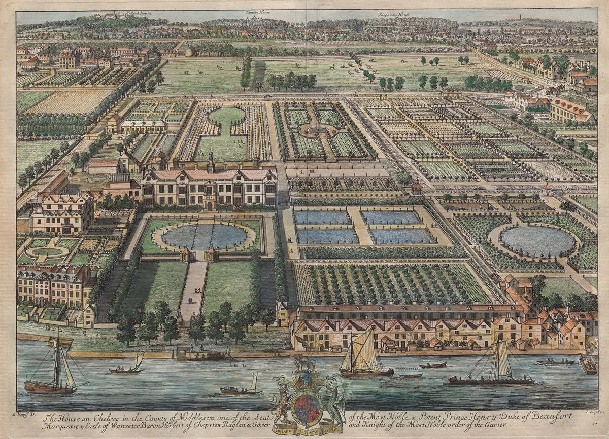 Beaufort House, Chelsea by Johannes Kip, print, 1707-1709