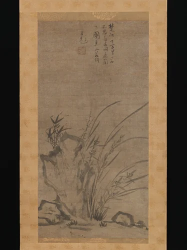 Orchids, Bamboo, Briars, and Rocks by Tesshū Tokusai, painting, 1300-1400