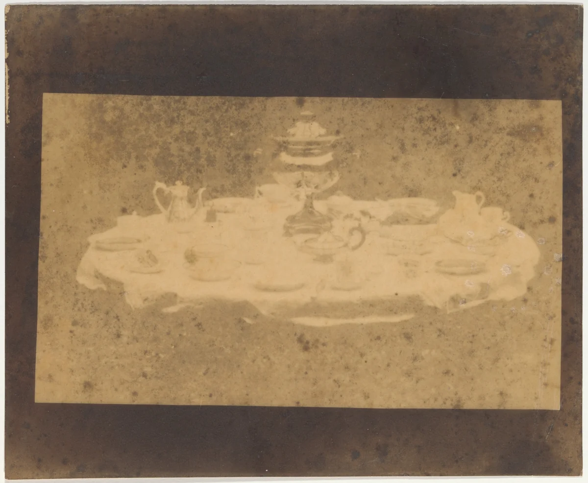 Table Set for Tea by William Henry Fox Talbot, photograph, 1841-1842