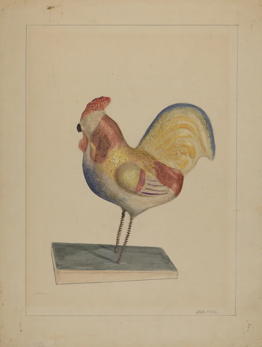 Pa. German Toy Rooster w/ Bellows by John Fisk, index of american design, 1936