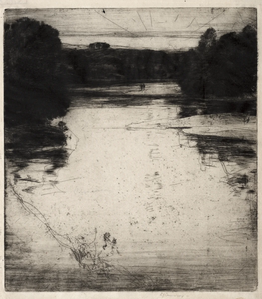 Afterglow on the Findhorn by David Young Cameron, print, 1907