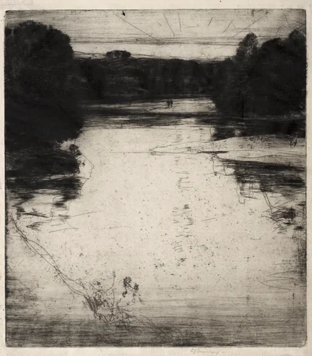 Afterglow on the Findhorn by David Young Cameron, print, 1907