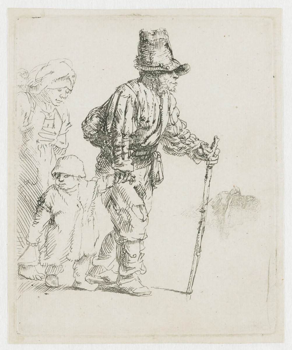 Peasant family on the tramp by Rembrandt van Rijn, print, 1652
