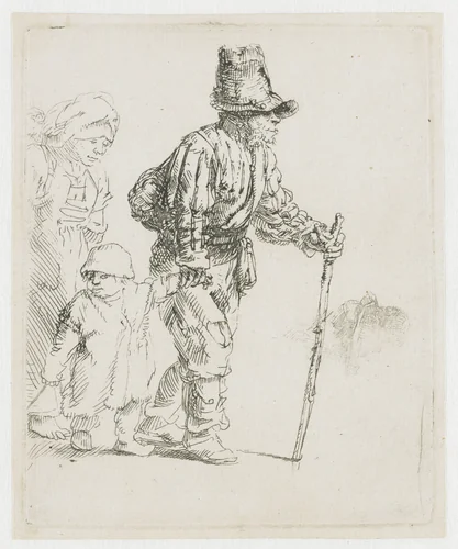 Peasant family on the tramp by Rembrandt van Rijn, print, 1652