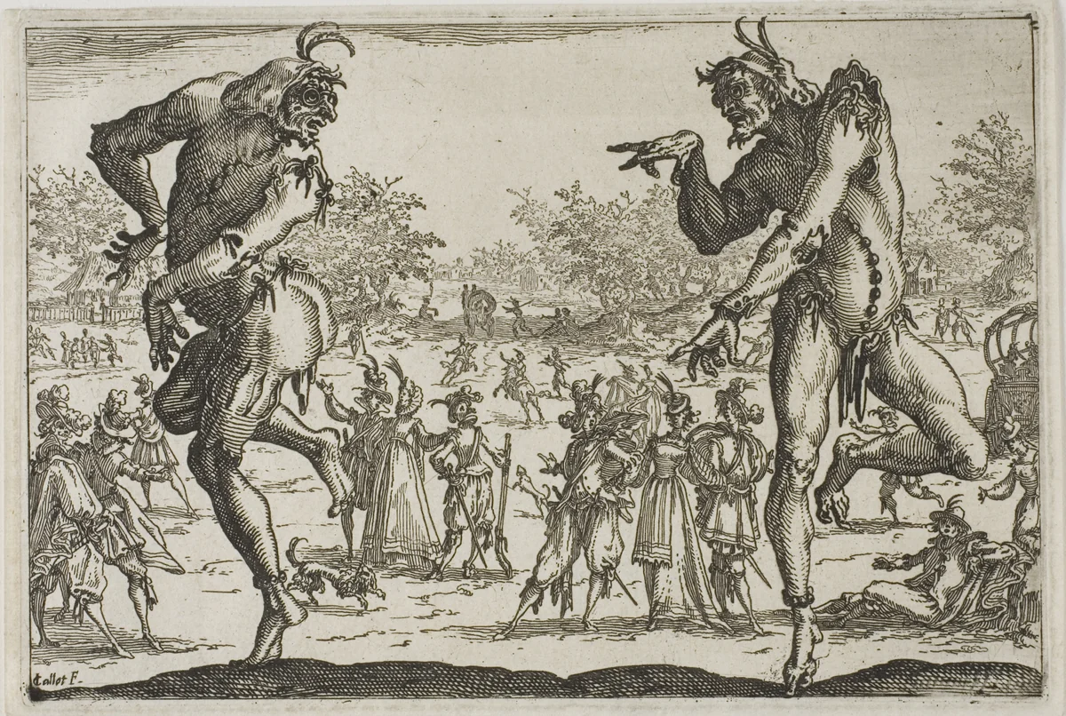 The Two Pantaloons by Jacques Callot, print, 1616