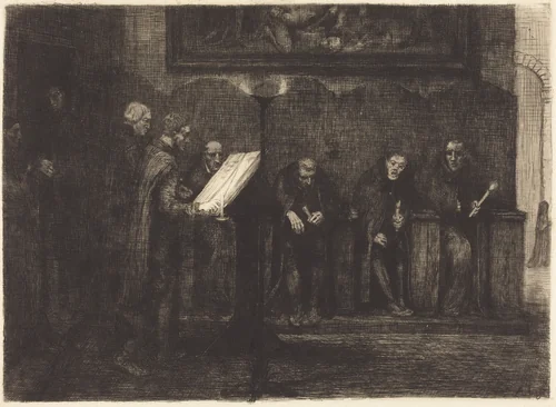 Spanish Singers (Les chantres espagnols) by Alphonse Legros, print, 1865