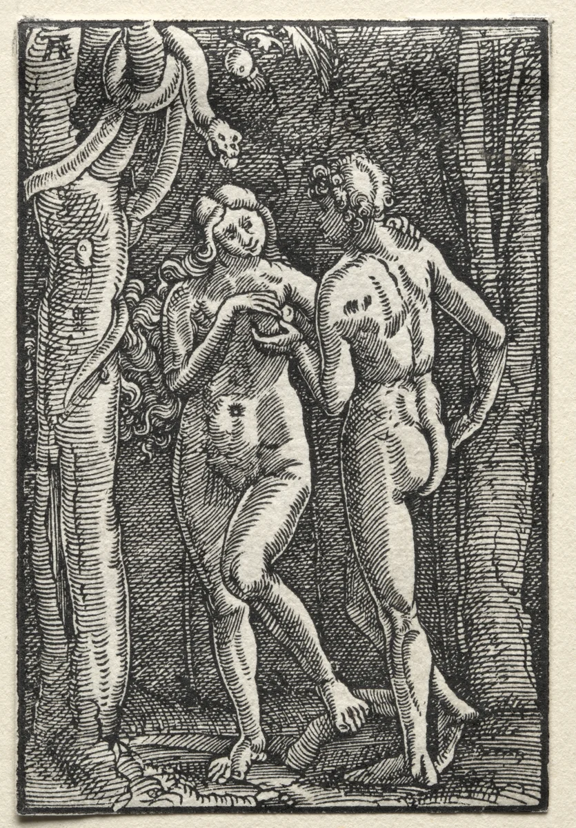 The Fall and Redemption of Man: Adam and Eve Eating the Forbidden Fruit by Albrecht Altdorfer, print, 1510-1520