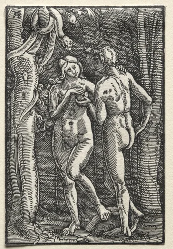 The Fall and Redemption of Man: Adam and Eve Eating the Forbidden Fruit by Albrecht Altdorfer, print, 1510-1520