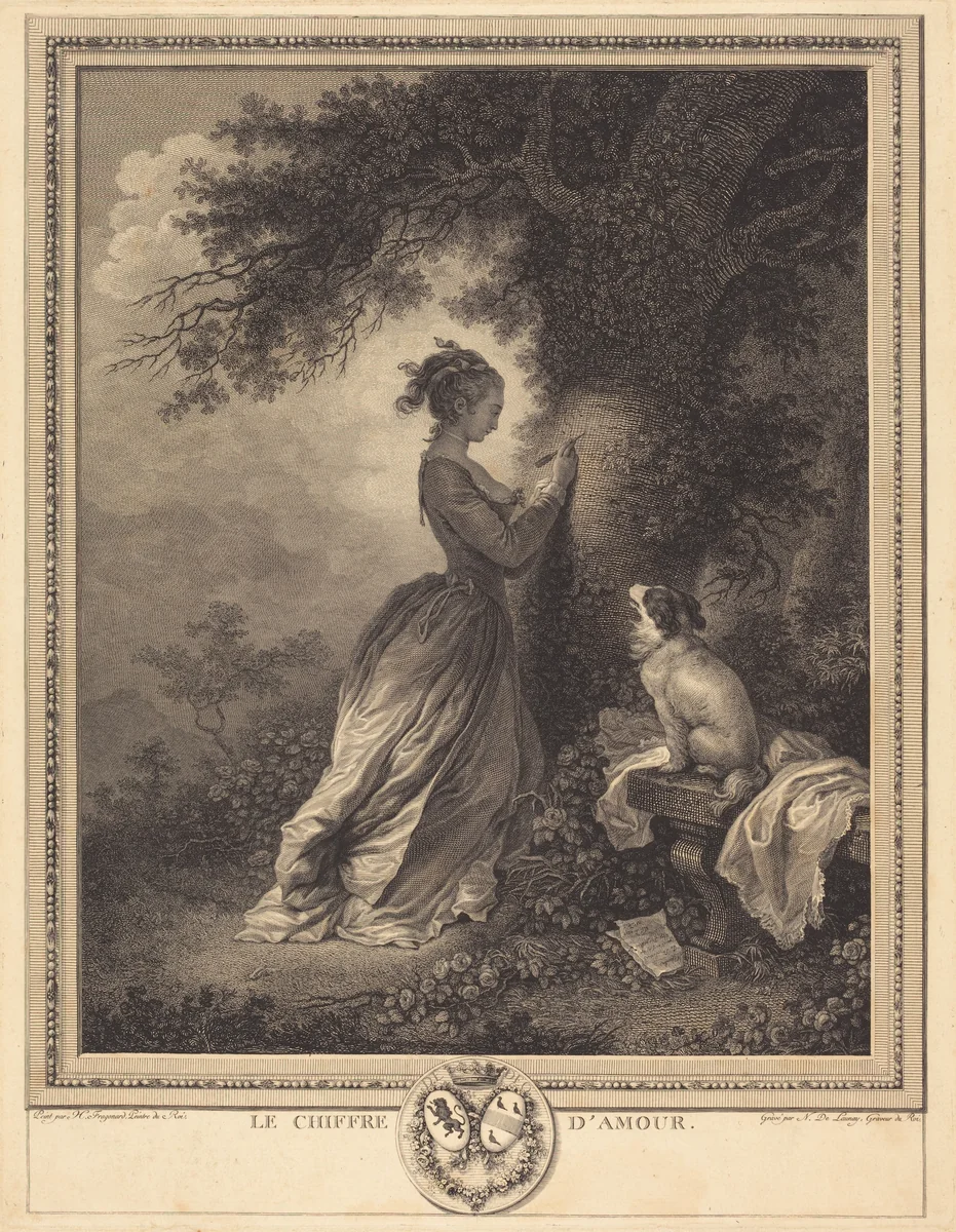 Le Chiffre d'amour by Nicolas Delaunay; Jean Honoré Fragonard, print, 1786
