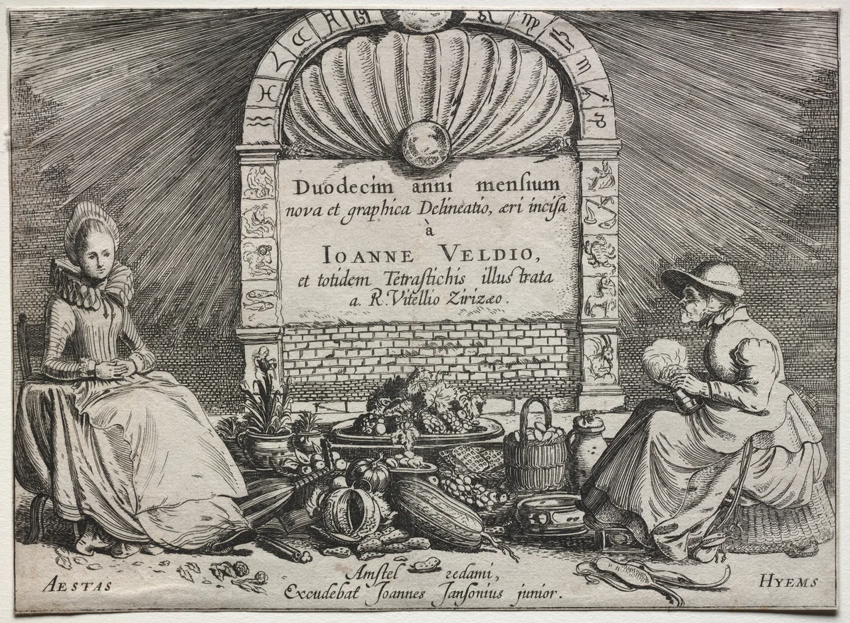 The Twelve Months: Title Page by Jan van de Velde, print, 1608-1618