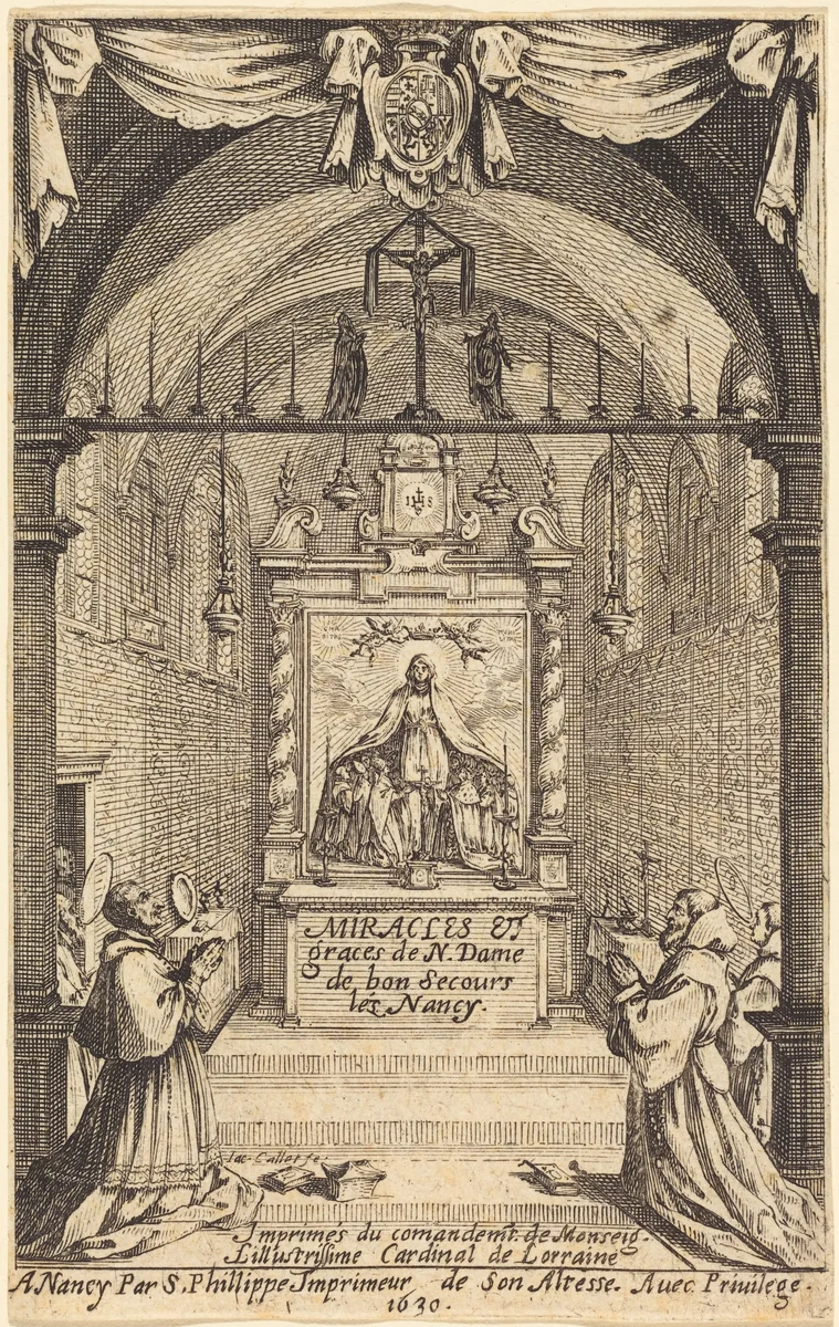 Frontispiece for the Miracles and Graces of Our Lady of "Bon-Secours-les-Nancy" by Jacques Callot, print, 1592-1635