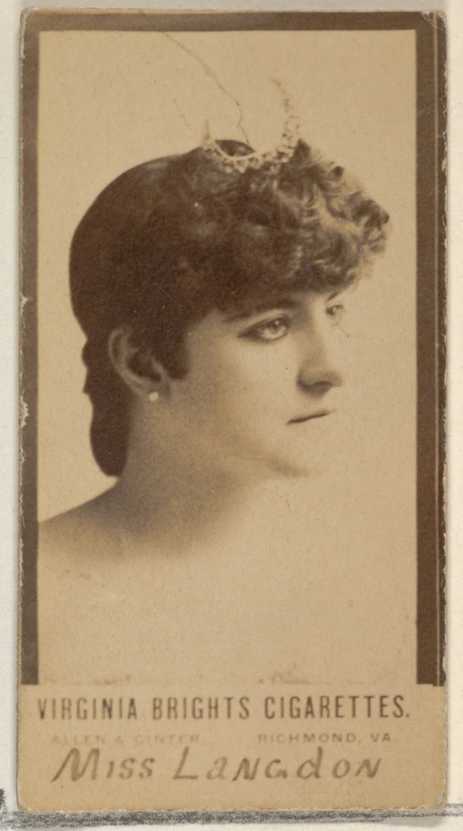 Miss Langdon, from the Actors and Actresses series (N45, Type 3) for Virginia Brights Cigarettes by Allen & Ginter, photograph, 1885-1891