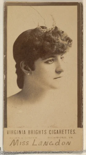 Miss Langdon, from the Actors and Actresses series (N45, Type 3) for Virginia Brights Cigarettes by Allen & Ginter, photograph, 1885-1891