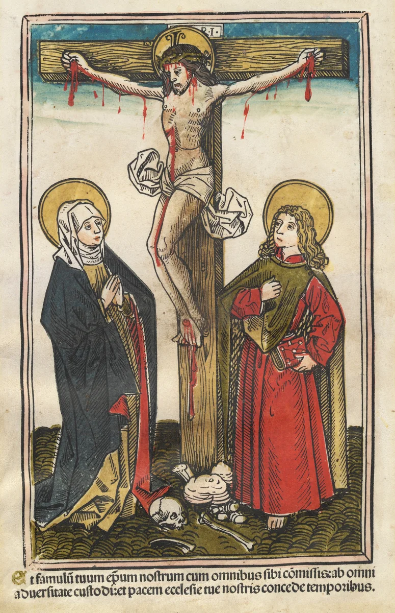 Christ on the Cross with the Virgin and Saint John by Hans Burgkmair I, print, 1493