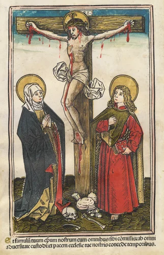 Christ on the Cross with the Virgin and Saint John by Hans Burgkmair I, print, 1493