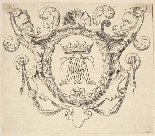 Monogram Crowned by Claude Mellan, print, 1600-1688