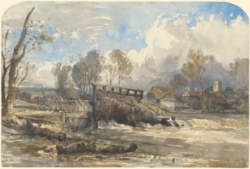 Eel Bucks at Goring by William James Müller, drawing, 1812-1845