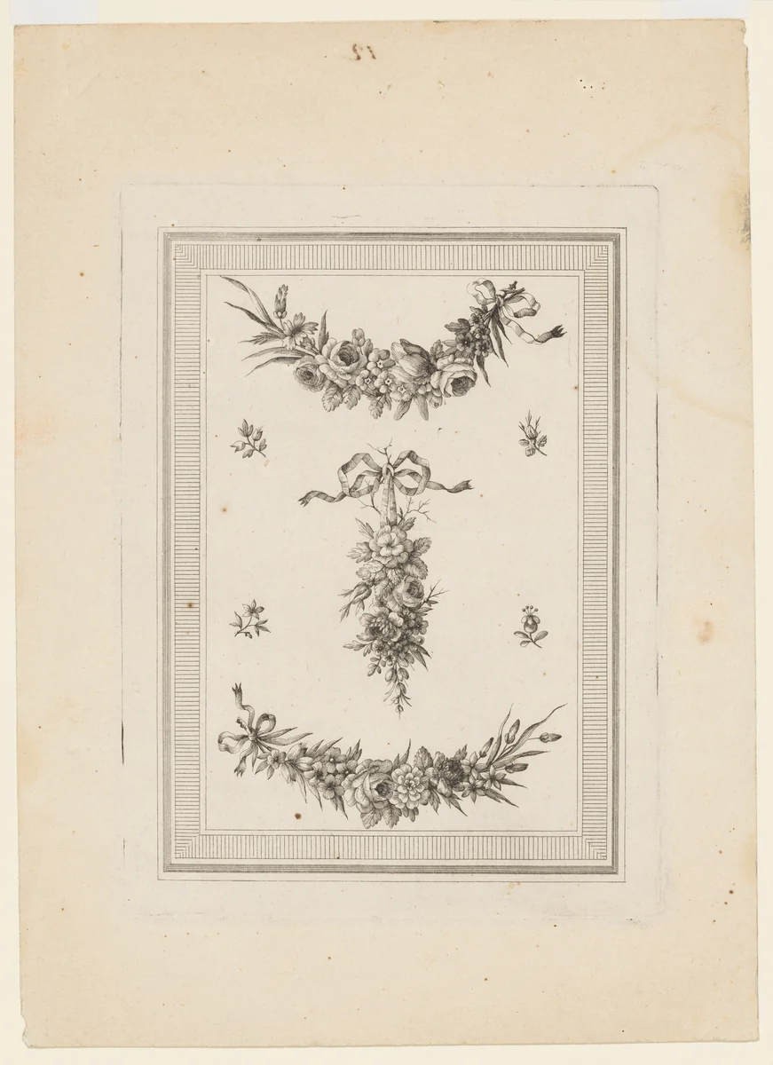 Floral Decoration by Pierre Ranson, print, 1700-1800