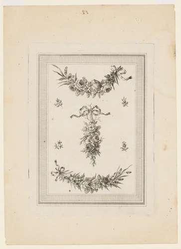 Floral Decoration by Pierre Ranson, print, 1700-1800