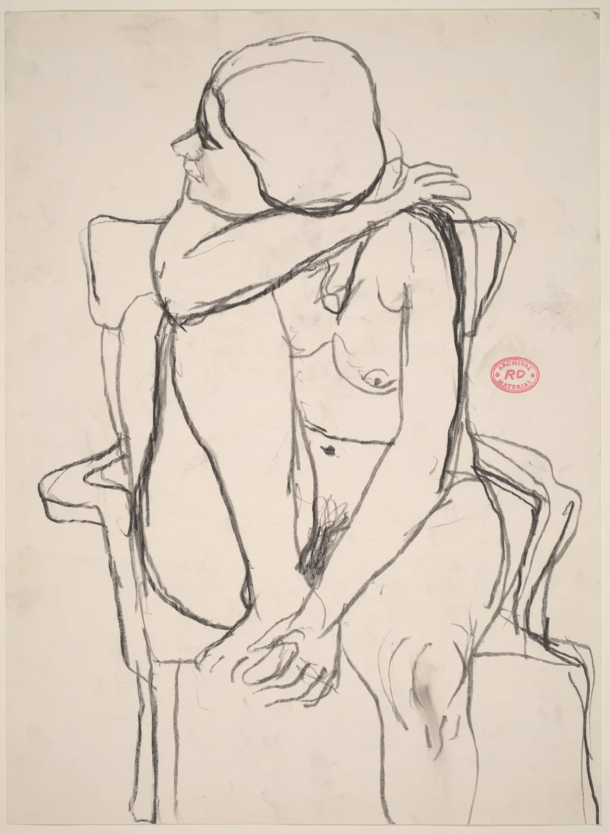 Untitled [seated female nude looking to her right] by Richard Diebenkorn, drawing, 1955-1967