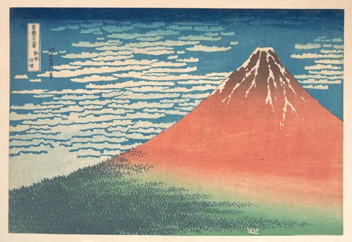South Wind, Clear Sky (Gaifū kaisei), also known as Red Fuji, from the series Thirty-six Views of Mount Fuji (Fugaku sanjūrokkei) by Katsushika Hokusai (葛飾 北斎), print, 1820-1842