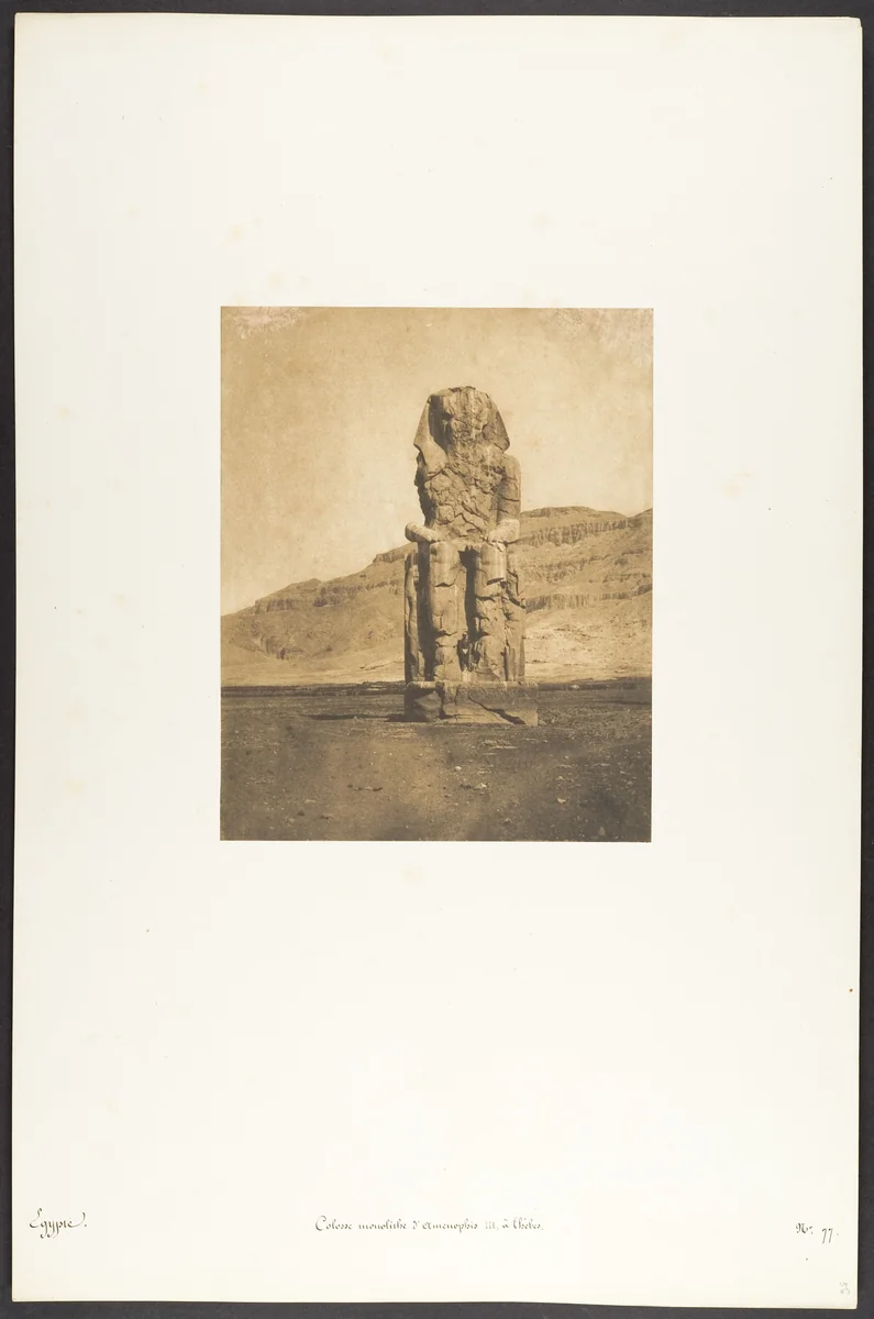 Colosse monolithe d'Amenophis III, à Thèbes by Maxime Du Camp, photograph, 1850
