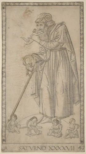 Saturno (Saturn) by Master of the E-Series Tarocchi, print, 1465