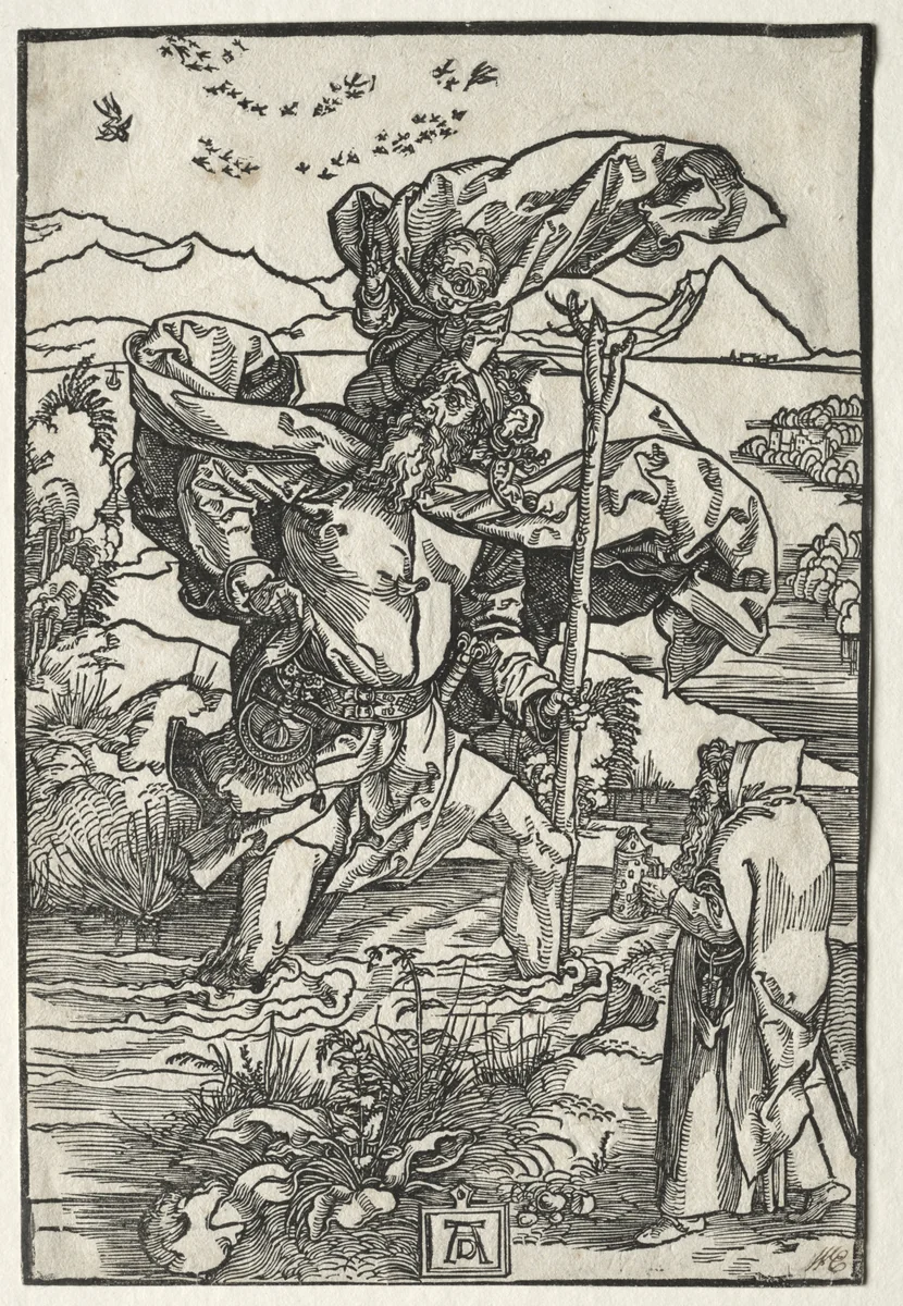 St. Christopher with the Birds by Albrecht Dürer, print, 1501-1504