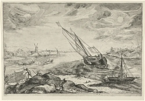 Riviergezicht by Gerrit Gauw, print, 1604-1638