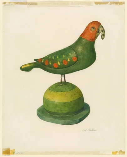Pensylvania German Carved Bird by Carl Strehlau, index of american design, 1935-1942