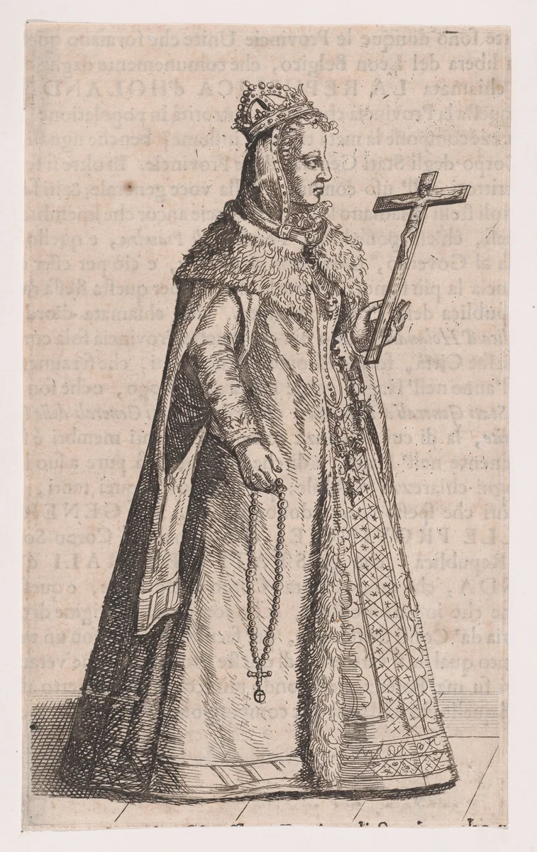 Mary, Queen of Scots (from "Teatro Belgico, overo ritratti historici, chronologici, politici, e geografici, délie sette provincie unité," volume I, page 412) by Gregorio Leti, print, 1690