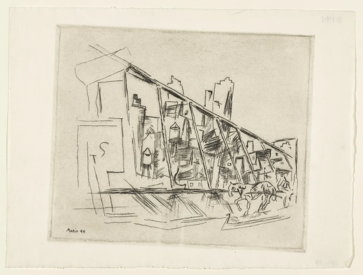 Brooklyn Bridge - on the Bridge, No. 2 by John Marin, print, 1944