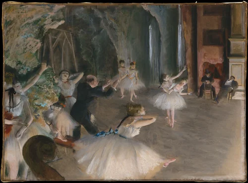 The Rehearsal Onstage by Edgar Degas, drawing, 1871-1877