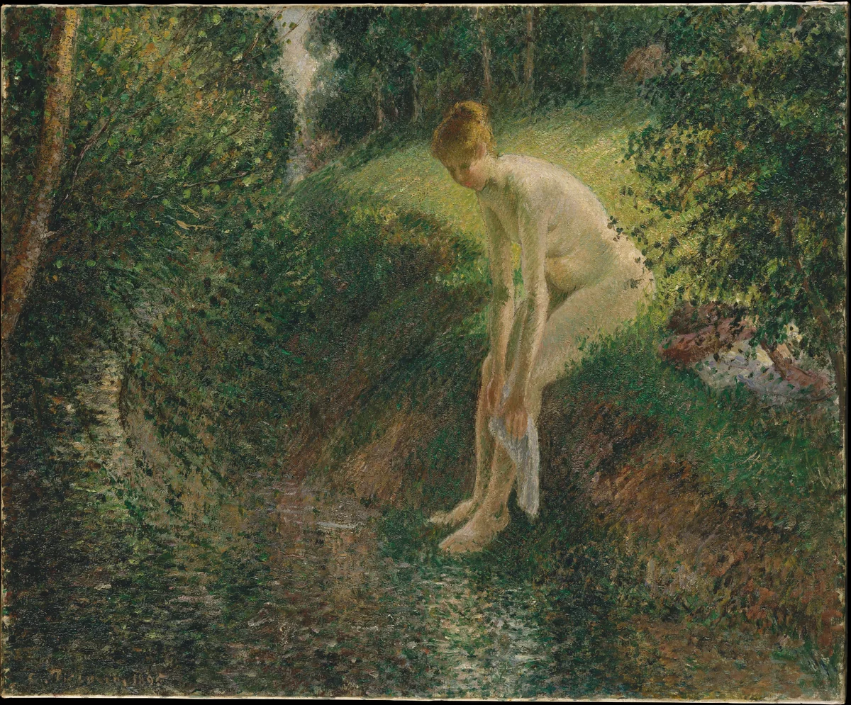 Bather in the Woods by Camille Pissarro, painting, 1895