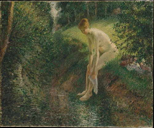 Bather in the Woods by Camille Pissarro, painting, 1895