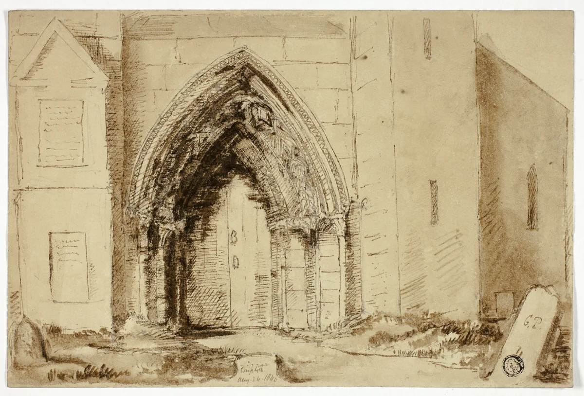 Gothic Church Portal by Unknown Artist, drawing, 1800-1899