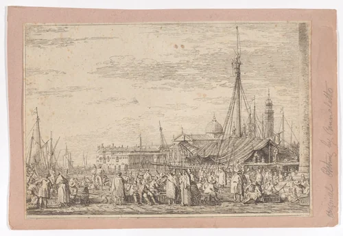 The market on the Molo in Venice by Canaletto, print, 1735-1746