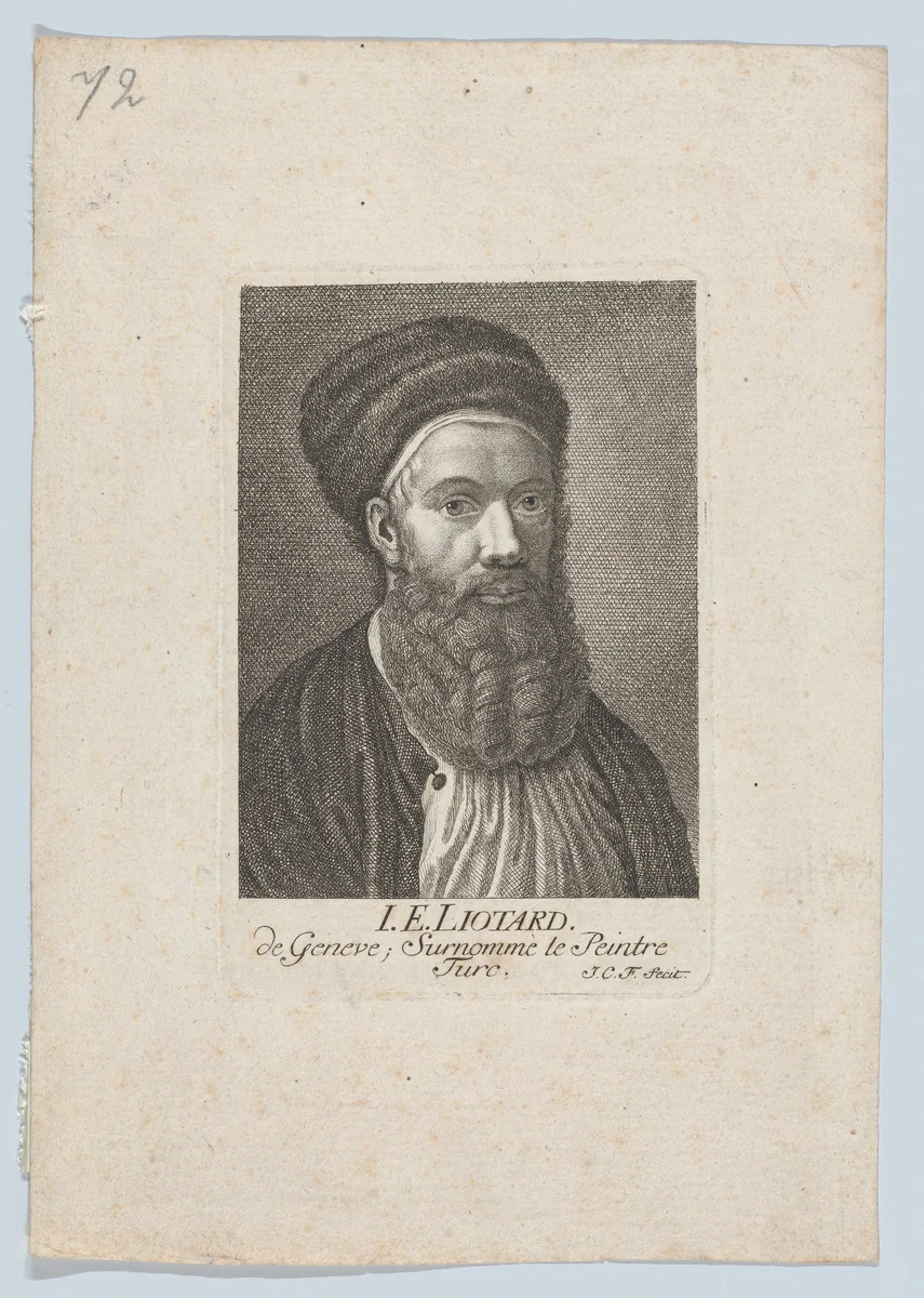 Self-portrait in a Turkish Outfit by Johann Caspar Füssli, print, 1715-1782