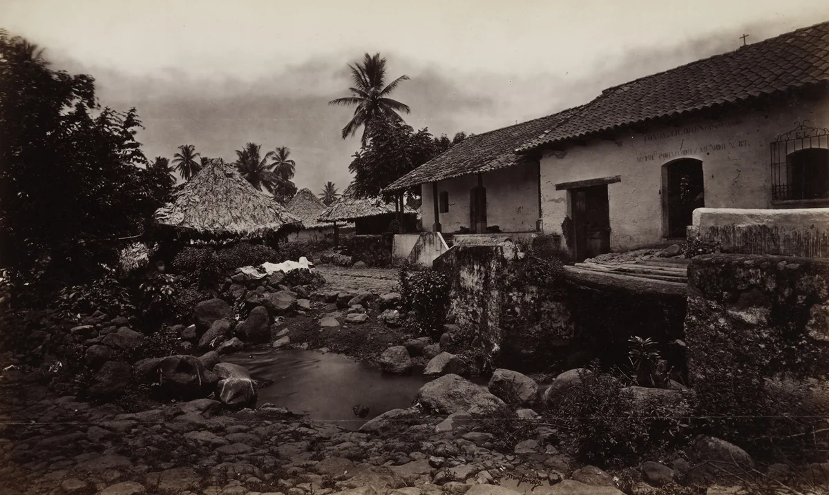 Street in Mazatenango by Eadweard Muybridge, photograph, 1875