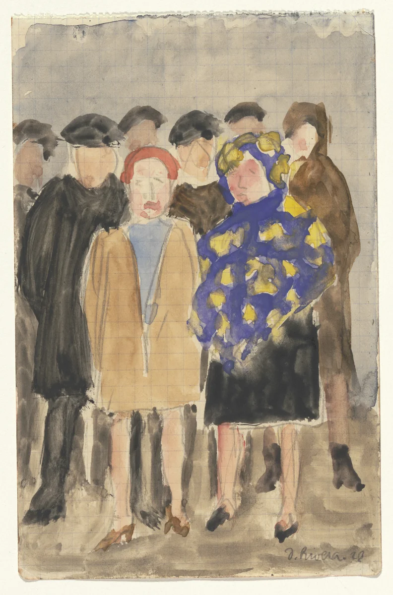 May Day, Moscow by Diego Rivera, drawing, 1928