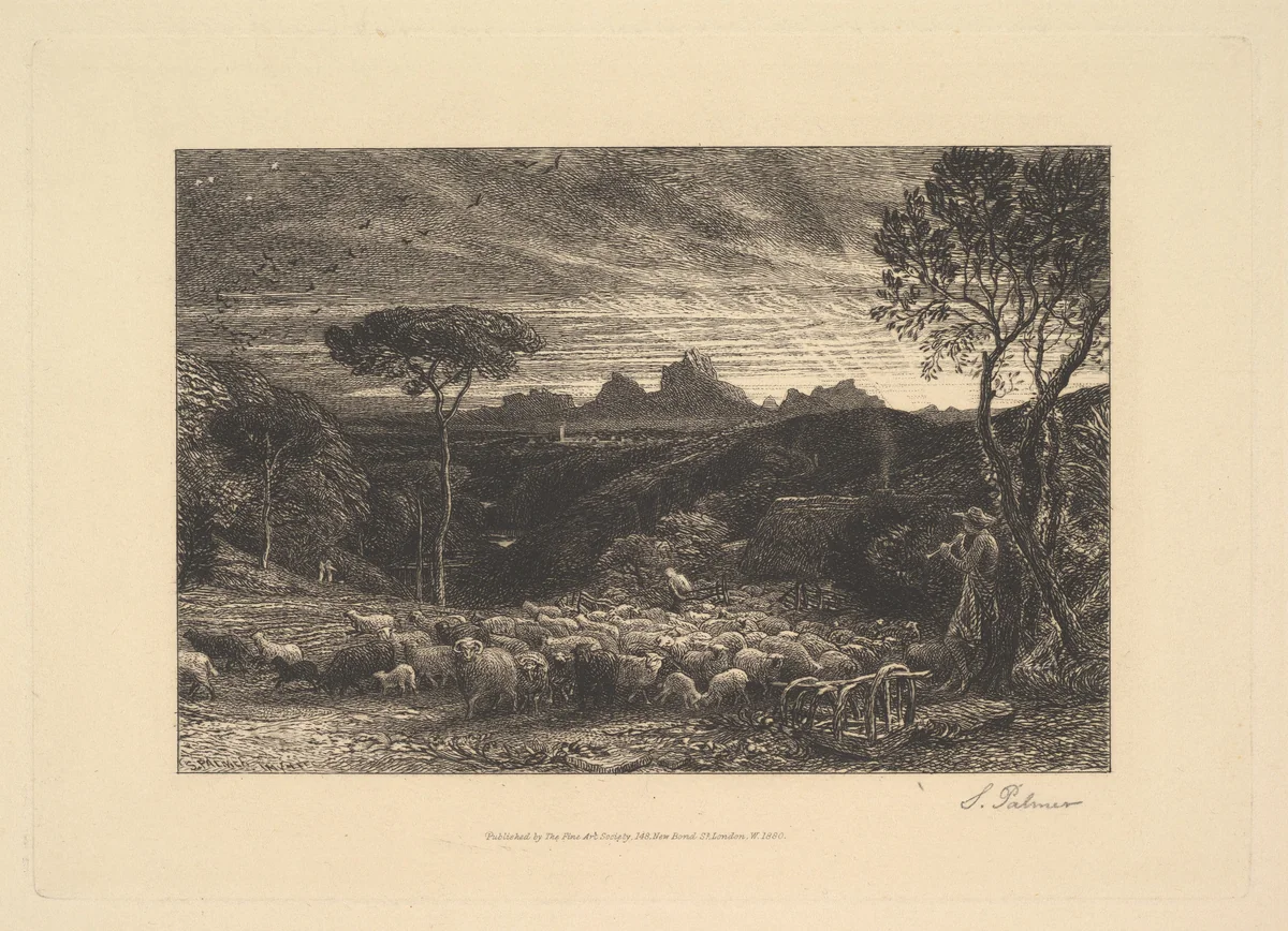 Opening the Fold, or Early Morning by Samuel Palmer, print, 1880