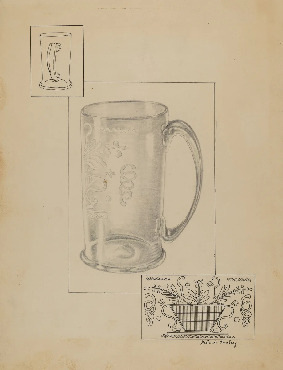 Mug by Gertrude Lemberg, index of american design, 1935-1942