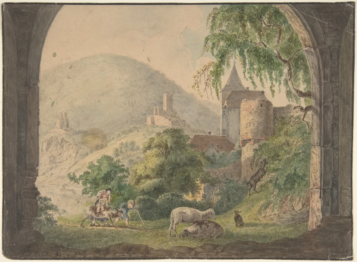 The Four Castles of Neckarsteinach by Carl Philipp Fohr, drawing, 1800-1818