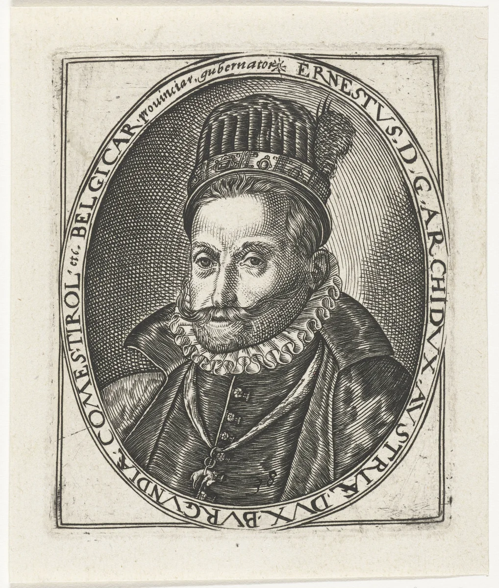 Portret van Ernst van Oostenrijk by Lambert Cornelisz, print, 1593-1612