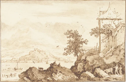 Rijngezicht by Jurriaan Cootwijck, print, 1724-1798
