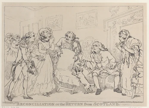 Reconciliation, or the Return from Scotland by Thomas Rowlandson, print, 1785