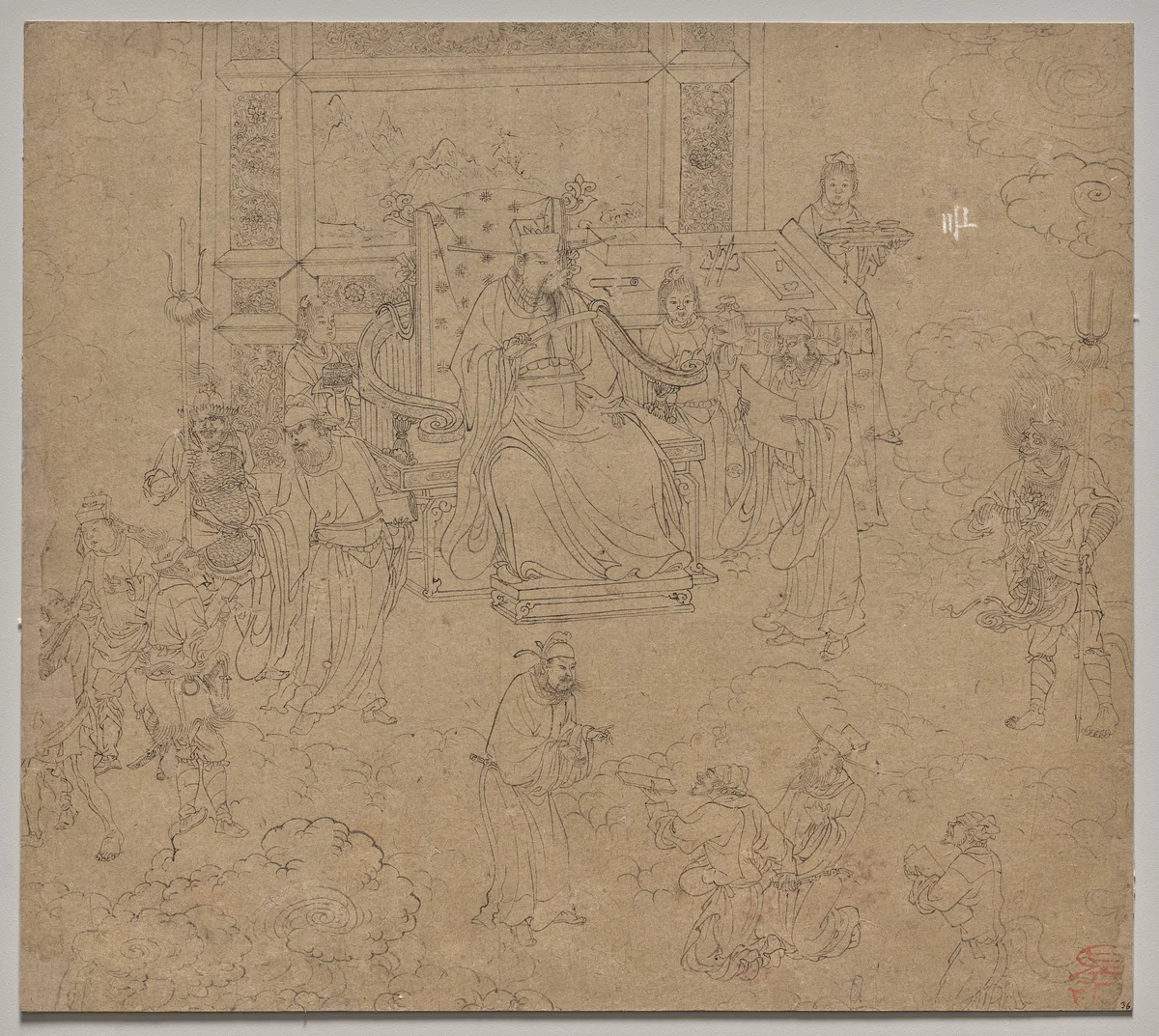 Album of Daoist and Buddhist Themes: Kings of Hells: Leaf 36 by Unknown, painting, 1200-1299